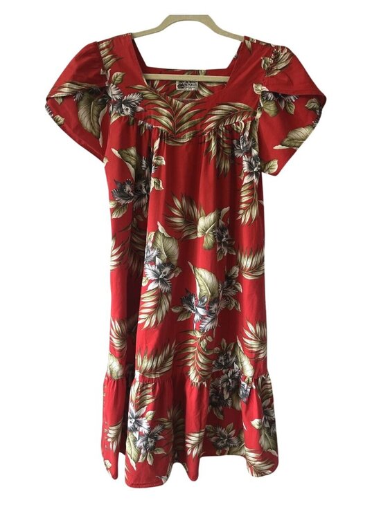 Aloha Republic Dresses & Skirts - Vintage Aloha Republic Dress Red With Palms&flowers Wms Sz m/ Made in Hawaii